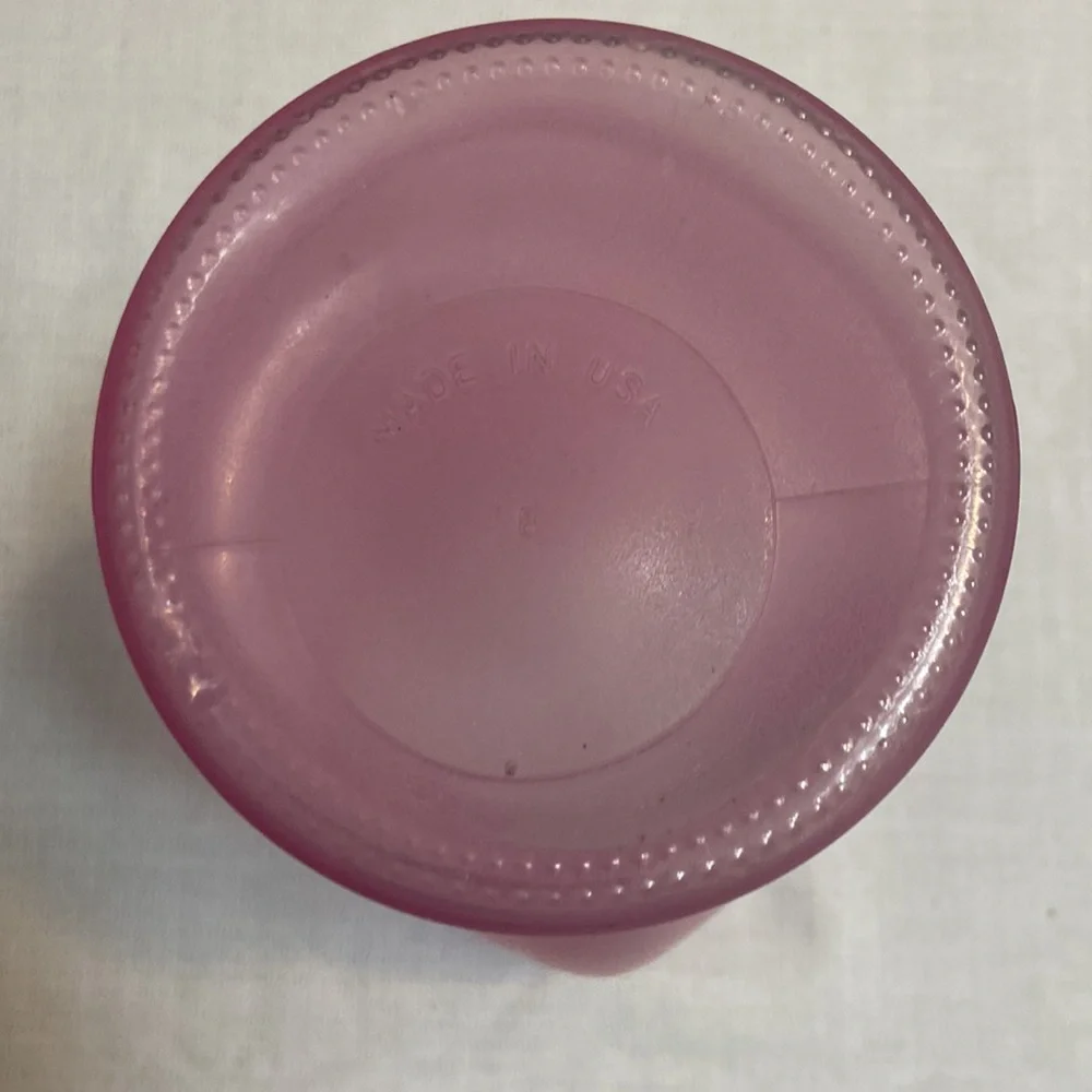Vintage Pink Frosted Glass Vase USA Made - EUC